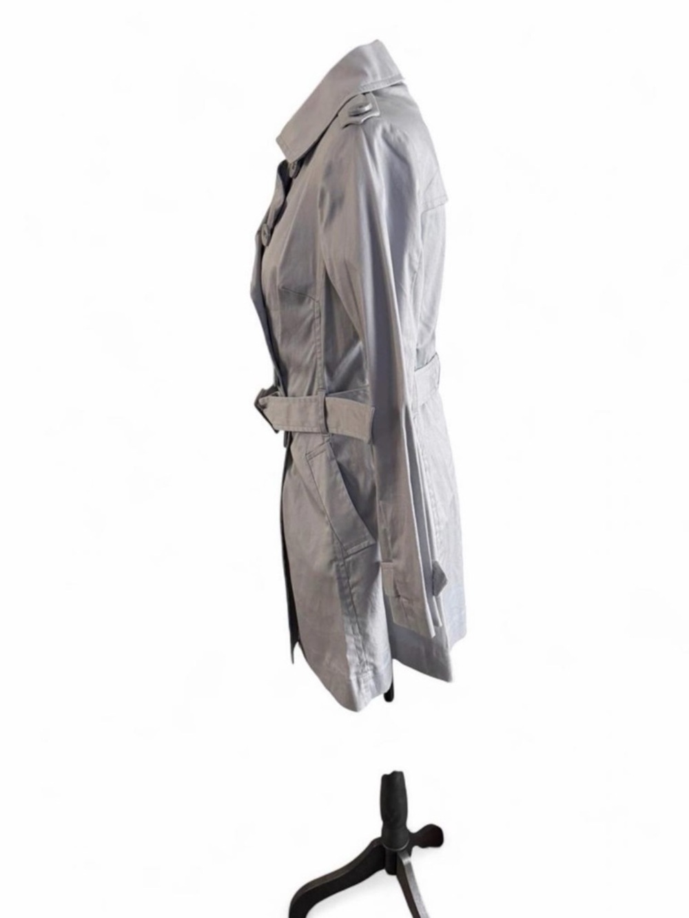 Love Teased Classic Double-Breasted Trench Coat - Light Gray - Picture 4 of 6